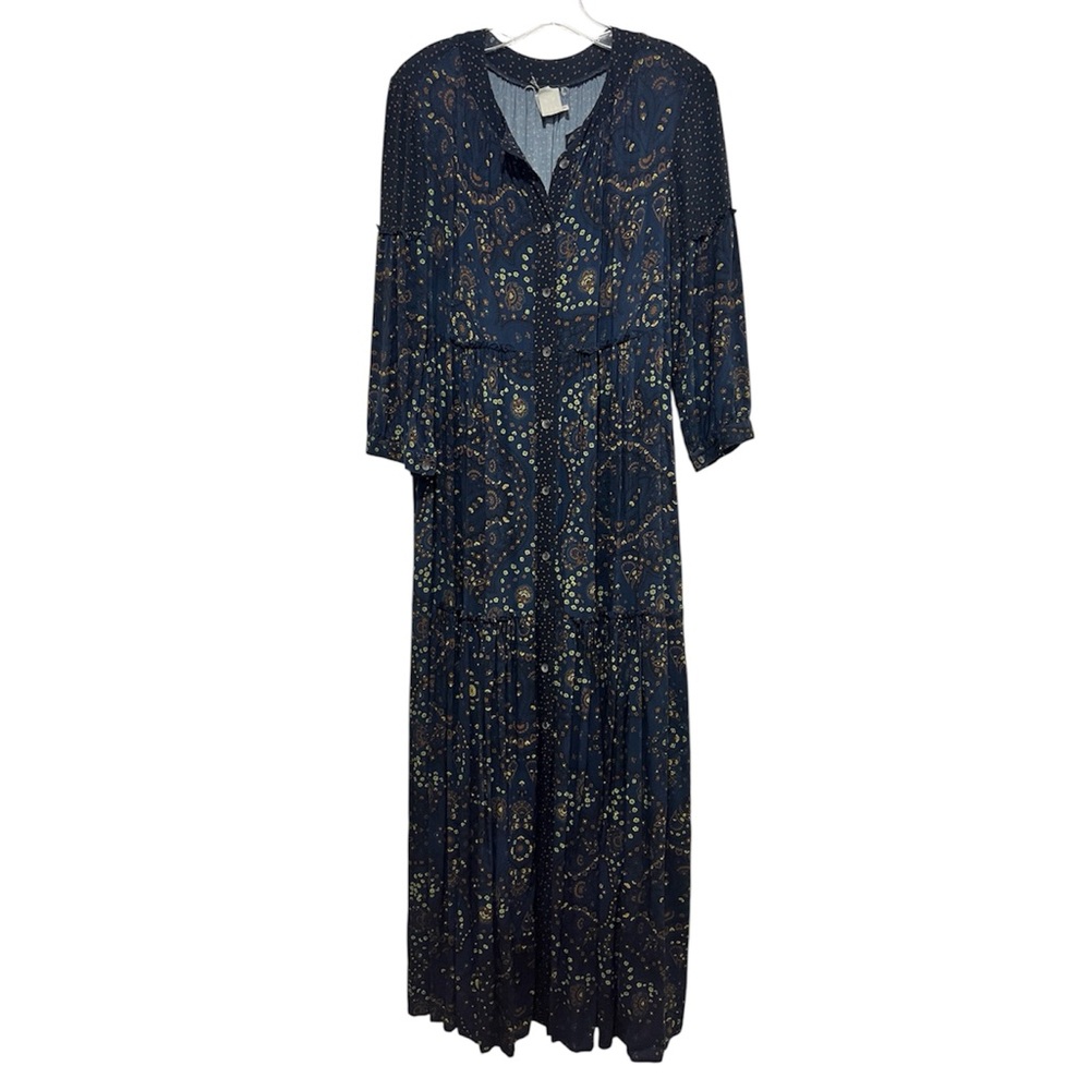 Malia Mills Flowy Button Front 3/4 Sleeve Maxi Shirt Dress - Picture 4 of 16